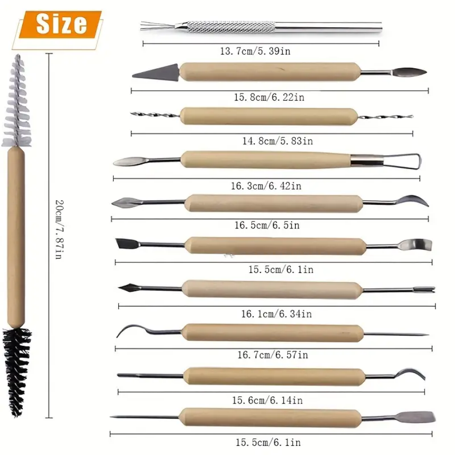 11pcs/set Pottery Tools  Wood  - огляд і ціна Pocket Knife Ceramic